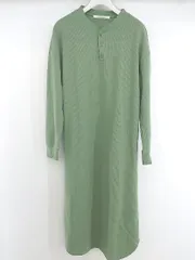 ◇ ◎ Lugnoncure ルノンキュール ワッフル ハーフボタン 長袖 膝下丈 ワンピース サイズF ライトグリーン レディース P  【中古】 【1211100018225】のサムネイル
