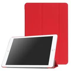 クリアカバー 三つ折 iPad ケース 9.7(2018第6世代) スマートカバー / iPad5(第五世代) スタンド機能 / 軽量型 iPad 超薄 9.7(2017年型) PUレザーケース 用 ピーシーエーテック レッド