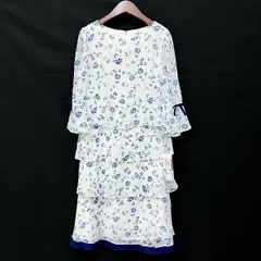 #anc ギャラリービスコンティ GALLERYVISCONTI ワンピース 2 白系 青 リボン フリル 花柄 七分袖 バックジップ レディース [899788]