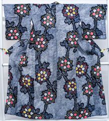 【京松】【着物】浴衣 昭和レトロ 有松鳴海絞り 花文 身丈約163cm 裄丈約65cm kyo7z06-623