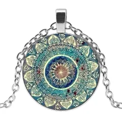 チャクラ ガラス ネックレス シルバー 思想 ヨガ スピリチュアル エネルギー 気 プラーナ 生命力 オーラ ギフト ペア 贈り物 贈りもの 新品