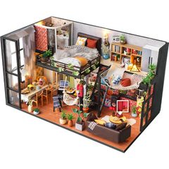 完成品 ドールハウス 防塵ケース オルゴールつき 2階建モダンライフ