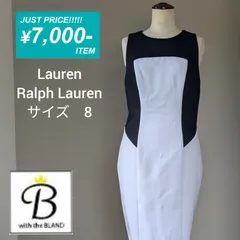 【190】Lauren Ralph Lauren　ローレンラルフローレン　ノースリーブワンピース　ブロックカラー　ワッフルメッシュ　白黒　バイカラー　サイズ8