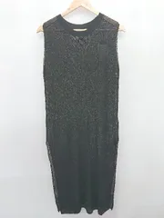 ◇ ◎　●美品●　⊂ ノーブランド ニット ノースリーブ ロング丈 ワンピース サイズF ブラック レディース P  【1409090035678】