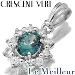 クレサンベール  フラワーモチーフ ペンダントトップ 合成アレキサンドライト 0.45ct ダイヤモンド プラチナ Pt900 中古 プレラブド 返品OK