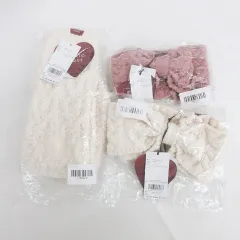 ジェラートピケ gelato pique ソックス ヘアバンド 3点セット ルームソックス スフレアランハート リボン バレンタイン アイボリー ピンク F