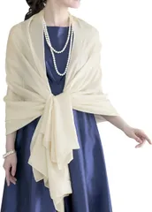 [アウニイ] 大判 パーティー ストール ショール マフラー 秋 冬 結婚式 レディース お呼ばれ パーティ 二次会 ３タイプ 冷房対策 クリスマス ギフト ホワイト 白 単色 無地 フォーマル 肩掛け ベージュ 羽織もの 069 (アイボリー)