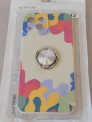 ★iPhone 13 用ケース リング付き 液体シリコン ソフトスマホケース 耐衝撃 車載ホルダー対応 アイフォン13 用ケース 全面保護 TPU ストラップホール付き スタンド機能 レンズ保護 落下防止 保護カバー 白