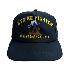 【キャップ/帽子】アメリカ製 Strike Fighter Maintenance Unit 刺繍 ミリタリーキャップ ネイビー 紺 イエロー 黄 ブラウン 茶 ホワイト 白 ブルー 青 US製 USA製 Made in USA