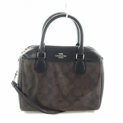 コーチ COACH ミニボストン ショルダーバッグ ２WAY ハンド レザー ロゴ シグネチャー 茶 ブラウン 黒 ブラック F32203 ■GY18 /MQ