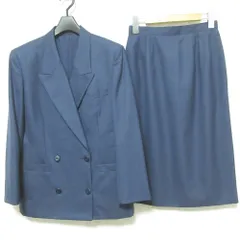 美品 burberrys バーバリー ヴィンテージ ダブルブレストジャケット ひざ丈 スカート スーツ セットアップ 9AR ネイビー レディース 古着 中古 USED