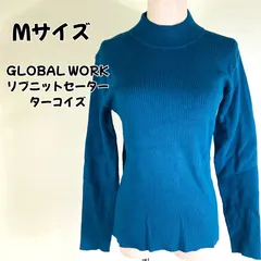 GLOBAL WORK レディース リブニットセーター M ターコイズ