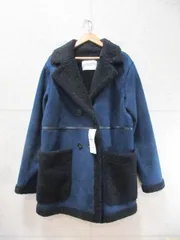 【未使用品】【タグ付き】ZARA WOMAN ザラウーマン コート ボア フェイクムートン スエード 無地 ブルー系 ブラック XSサイズ