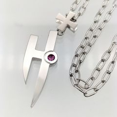 美品】Rosen Hemden ローゼンヘムデン 郷ひろみ Hクロスネックレス ピンクストーン シルバー925 - メルカリ