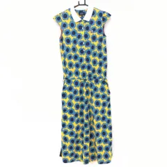 パーリーゲイツ オールインワン イエロー×ライトブルー 花柄 サイドライン レディース 1(M) ゴルフウェア PEARLY GATES