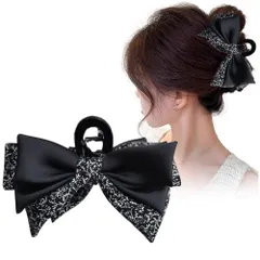 特価 髪留め バレッタ カジュアル スタイリッシュ ブラック 可愛い 蝶結び ヘアクリップ サテン エレガント ヘアアクセサリー 人気 レディース バンスクリップ 髪飾り 優雅的 オシャレ 日常 旅行 FASELE 母の日 ギフト 贈り物 プレゼント