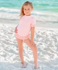 ★ラッフルバッツ★新品アウトレット★ラッシュガード　ピンク　ふりふり　ポルカドット　水着★