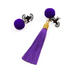 髪飾り 成人式 振袖 前撮り 袴 2点セット 紫 玉飾り 房 ちりめん クリップ ピン 簪 小さい かわいい 粋 花魁 舞妓さん 日本製 No.10-4913