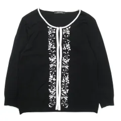 MADAM JOCONDE - 新品同様 MADAM JOCONDE マダムジョコンダ 七分袖 ハイゲージニット シフォン 花 ラウンドネック セーター カットソー 40 黒 ブラック レディース 古着 中古 USED MADAM JOCONDE - 新品同様 MADAM JOCONDE マダムジョコンダ 七分