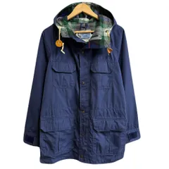 〜80's EMS Eastern Mountain Sports マウンテンパーカー ウールライニング 裏地チェック柄 フルジップ ポケット付き 紺 ネイビー Sサイズ No.H534