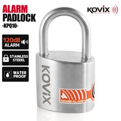 KOVIX アラーム パッドロック 南京錠 120db 大音量 頑丈 盗難防止 セキュリティ 振動感知 KPQ10 防犯 バイク オートバイ 自転車 ロードバイク 車 倉庫 ガレージ ロック 説明書 コンテナ ドア 扉 フェンス 錠 鍵 防水 鎖 丈夫 耐久性