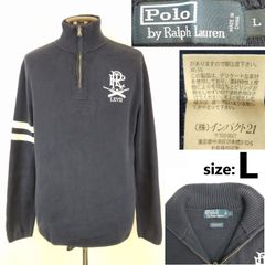美品/日本正規代理店タグ★POLO RALPH LAUREN/ラルフローレン★ハーフジップ/コットンセーター【メンズL/ネイビー】インパクト21/Tops/knit shirts◆BJ100-a