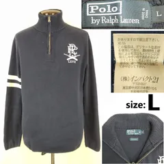 美品/日本正規代理店タグ★POLO RALPH LAUREN/ラルフローレン★ハーフジップ/コットンセーター【メンズL/ネイビー】インパクト21/Tops/knit shirts◆BJ100-a<sale>