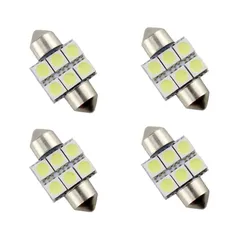 【4個入り】T10-31mm 6SMD led ルームランプ roofライト ナンバープレートライト 阅读ライト ウエッジ球 純正球交換タイプLEDライト(白光)