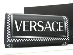 ■新品■未使用■ VERSACE ヴェルサーチ 90sロゴ レザー 二つ折り 長財布 ウォレット メンズ レディース ブラック系 FA7892 のサムネイル
