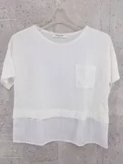 ◇ united arrows tokyo 切替 コットン ニット 半袖 カットソー ホワイト *  【1002797073310】