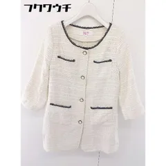 ◇ N. Natural Beauty Basic ラメ糸 七分袖 ノーカラー ジャケット サイズM ベージュ系 レディース  【中古】 【1109090015808】のサムネイル