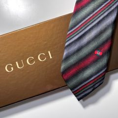美品 GUCCI ネクタイ シルク 100% グリーン ブルー レッド TTGG-72