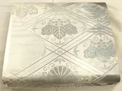 平和屋着物◎六通柄袋帯　花菱文　桐　菊　銀糸　正絹　逸品　CAAU1206ft
