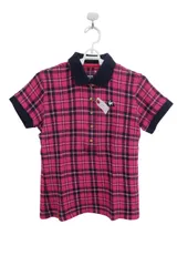 le coq sportif(ルコックスポルティフ) ポロシャツ ピンクネイビーチェック レディース M ゴルフ用品 2505-0353 中古