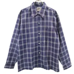 WILSHIRE 70s ヴィンテージ チェック柄 長袖 シャツ M ネイビー メンズ 古着