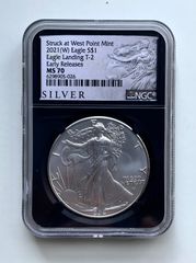 ★NGC最高鑑定★ 2021（W） Eagle S$1 アメリカ イーグル銀貨 NGC MS70  Early Releases アーリーリリース Struck at West Point Mint Eagle Landing T-2