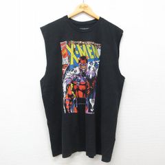 XL/古着 ノースリーブ Tシャツ メンズ マーベル X MEN コットン クルーネック 黒 ブラック 25jul07 中古