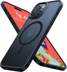 TORRAS iPhone 15 用 ケース 【米軍進化耐久性・高精密 Magsafe対応】マグネット搭載 黄ばみなし 耐衝撃 指紋防止 傷防止 ワイヤレス対応 半透明 ストラップホール付き Guardian-Mag 黒 マットブラック AL328