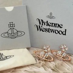 【箱付き】【極美品】ヴィヴィアンウエストウッド　オーブモチーフピアス ピンクゴールド系  ラインストーン イヤリング  アクセサリー Vivienne Westwood Earrings Rose Gold Accessories 22213