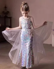 新品未使用　キッズ女の子ドレス 上品子供ドレス パンコール装飾 ピアノ発表会ドレス 女の子ドレス 結婚式 演奏会 フォーマル キッズドレス 入学式 撮影用 子ども服 パーティードレス