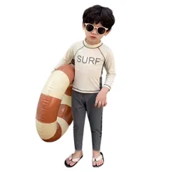 子供用 ラッシュガードスーツ 上下セット 長袖 キャップ付き 3点セット