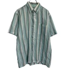 半袖 ストライプシャツ 42 M～ ブルー ホワイト ボタン 胸ポケット カジュアル カジュアルシャツ 古着卸 アメリカ仕入 a703-6644