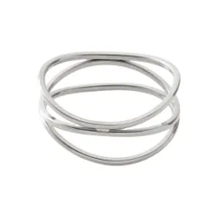 【シルバー × 23号】[Cream dot. クリームドット公式] リング 指輪 レディース ステンレス製 金属アレルギー つけっぱなし サージカルステンレス ウェーブライン メタル 艶 レイヤード風 3連 変形 大きいサイズ 大人