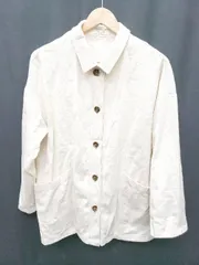 ◇ Θ Samansa Mos2 blue コットン100％　ビッグシルエット 長袖 ジャケット サイズフリー ベージュ レディース P  【1409250015755】