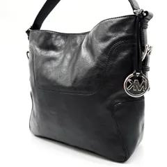 ?良品? MICHEAL KORS マイケルコース ワンショルダーバッグ トートバッグ ロゴ型押し シルバー金具 A4収納 大容量 チャーム 総柄 レザー レディース ブラック黒色