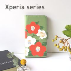 ＜Xperia対応＞和な雰囲気の椿の手帳型スマホケース