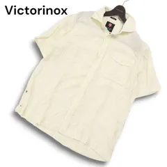 Victorinox ビクトリノックス 春夏★ 麻100％ リネン 半袖 ストライプ ワーク シャツ Sz.XL メンズ 大きいサイズのサムネイル