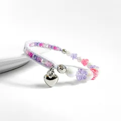 【キッズ】フラワービーズのゴムブレスレット　* ときめきのパレット / クレチマス*