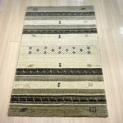 ギャッベ　玄関マット　約 70×120 cm　ウール100％　インド製　ラグマット　ギャベ