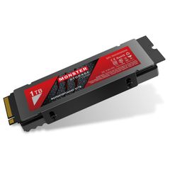 Monster Storage 1TB NVMe SSD PCIe Gen 4×4 最大読込: 7,400MB/s 最大書き：5,500MB/s PS5確認済み ヒートシンク付き M.2 Type 2280 SSD 3D TLC 国内正規品